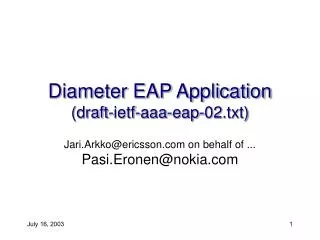 Diameter EAP Application (draft-ietf-aaa-eap-02.txt)