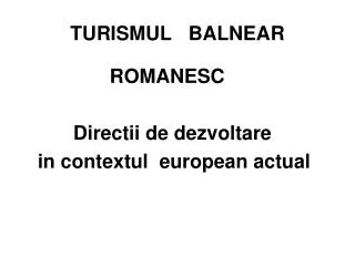 turismul balnear