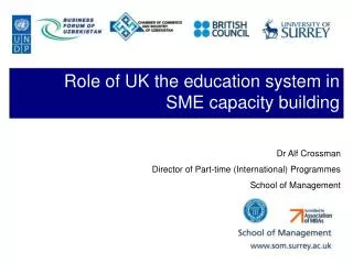 Role of UK the education system in SME capacity building