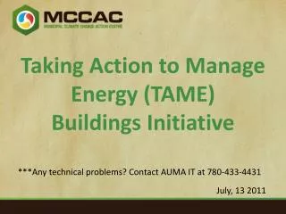 Taking Action to Manage Energy (TAME) Buildings Initiative