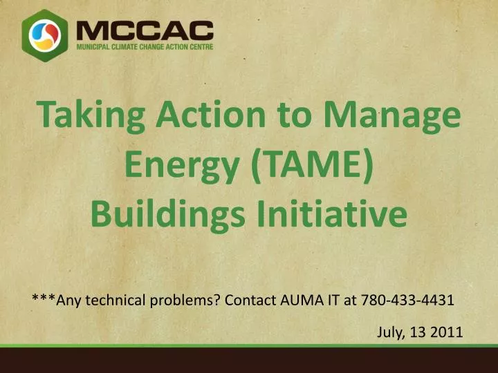 taking action to manage energy tame buildings initiative