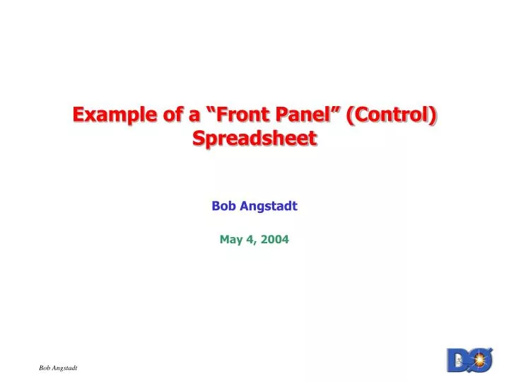 example of a front panel control spreadsheet