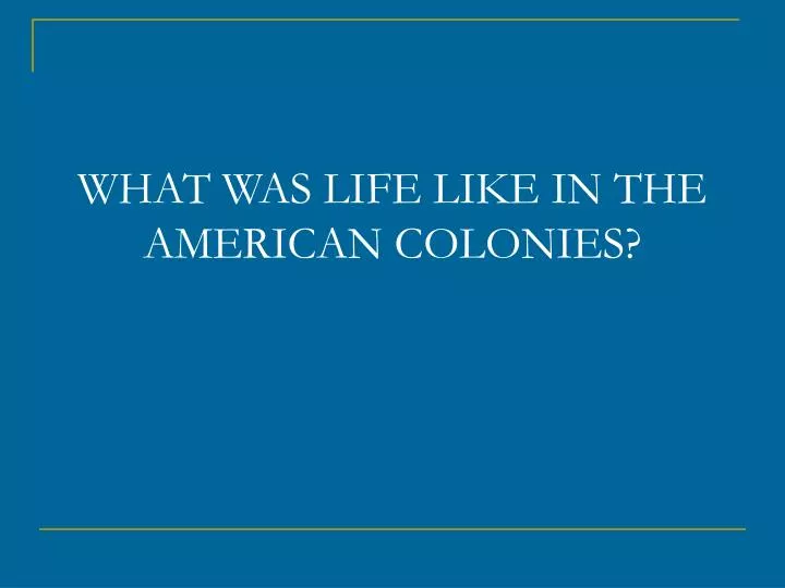 what was life like in the american colonies