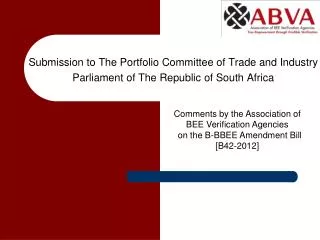 Submission to The Portfolio Committee of Trade and Industry