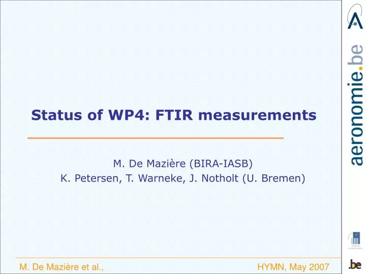 status of wp4 ftir measurements