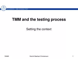 TMM and the testing process