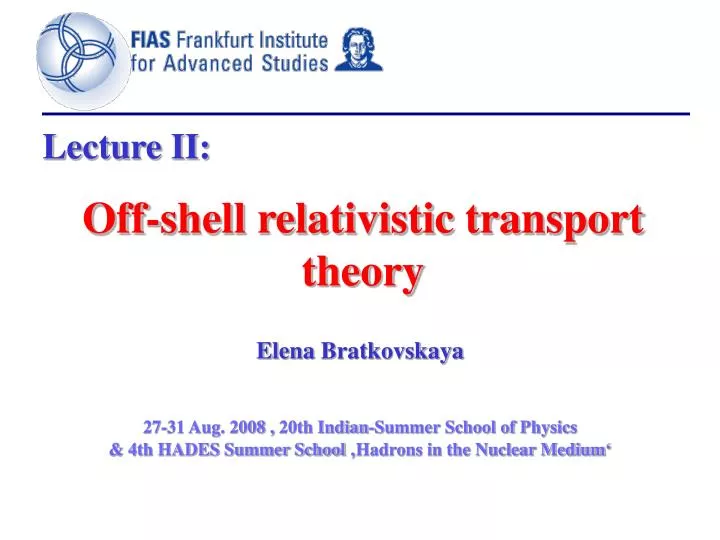 off shell relativistic transport theory
