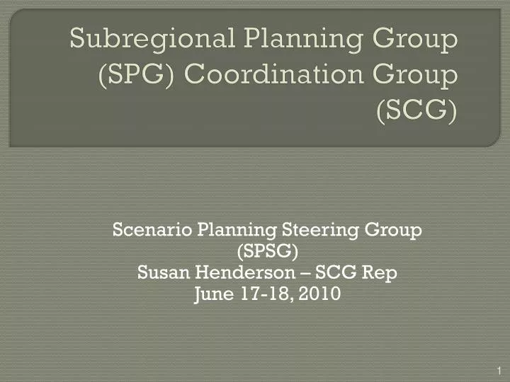 subregional planning group spg coordination group scg