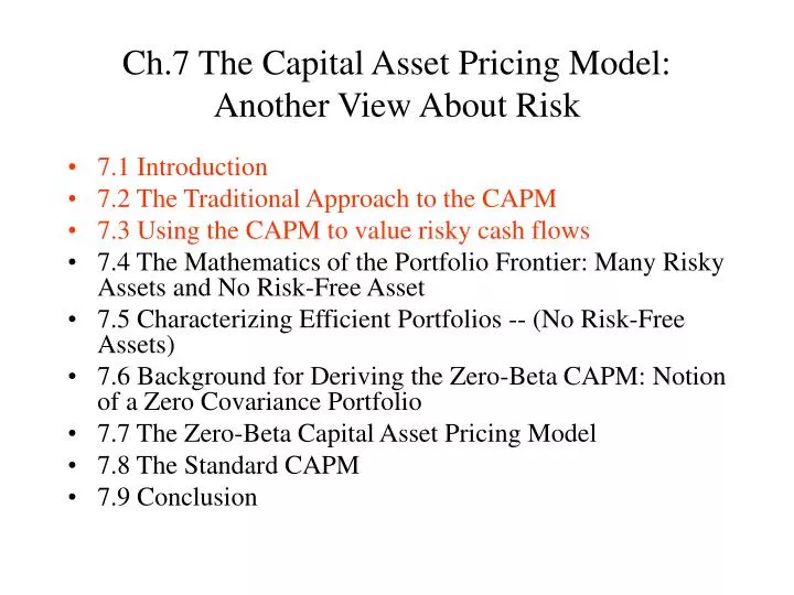 ch 7 the capital asset pricing model another view about risk