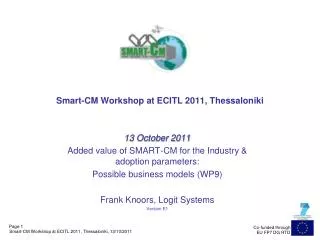 Smart-CM Workshop at ECITL 2011, Thessaloniki