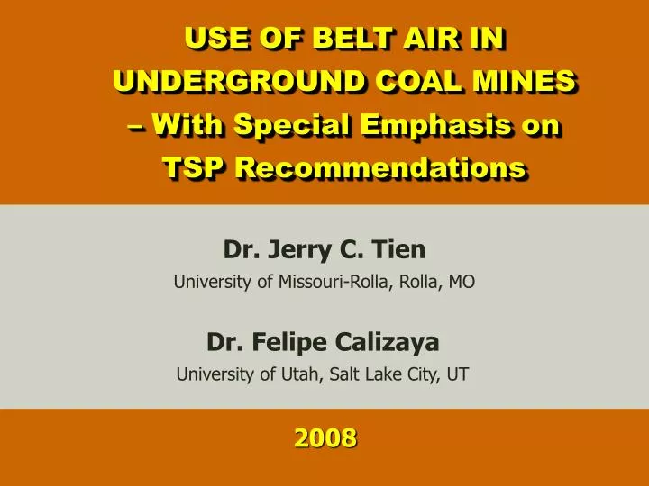 use of belt air in underground coal mines with special emphasis on tsp recommendations