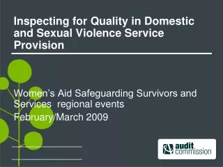 Inspecting for Quality in Domestic and Sexual Violence Service Provision