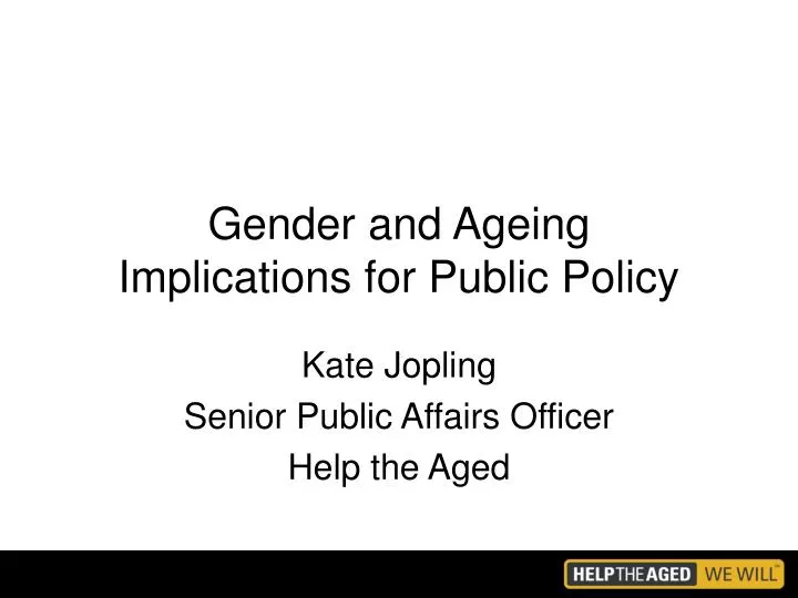 gender and ageing implications for public policy