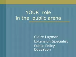YOUR role in the public arena