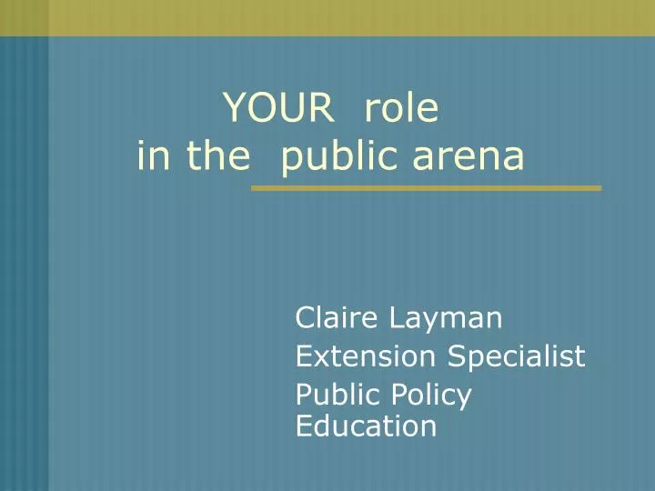your role in the public arena