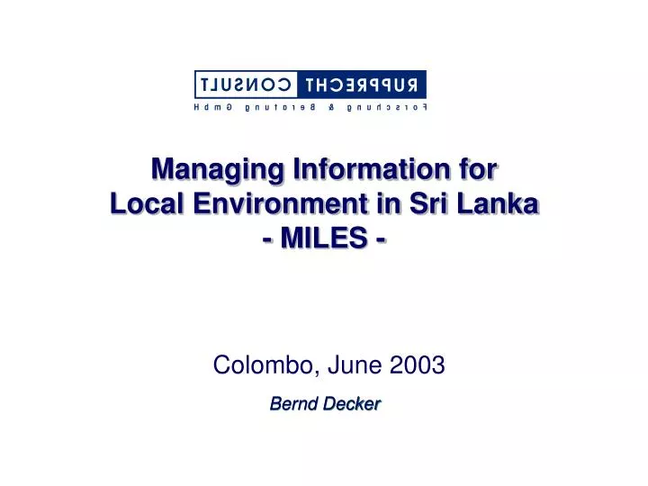 managing information for local environment in sri lanka miles