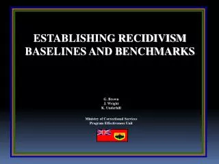 ESTABLISHING RECIDIVISM BASELINES AND BENCHMARKS G. Brown J. Wright K. Underhill