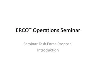 ERCOT Operations Seminar