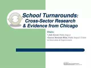 School Turnarounds : Cross-Sector Research &amp; Evidence from Chicago