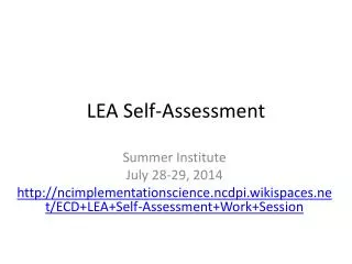 LEA Self-Assessment