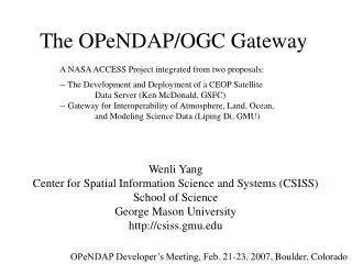 The OPeNDAP/OGC Gateway