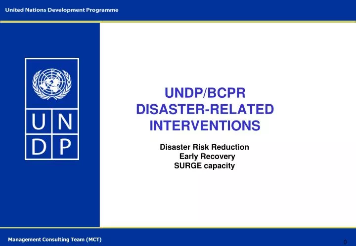 undp bcpr disaster related interventions