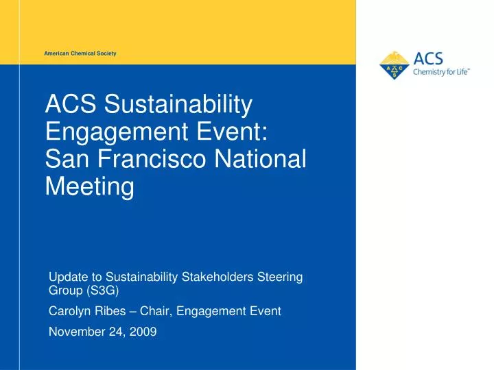 acs sustainability engagement event san francisco national meeting