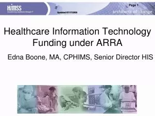 Healthcare Information Technology Funding under ARRA