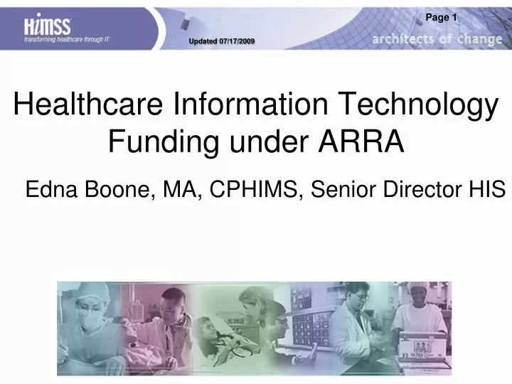 healthcare information technology funding under arra