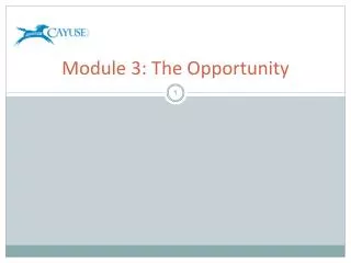 Module 3: The Opportunity