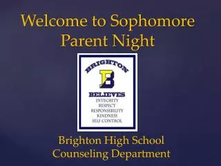 Welcome to Sophomore Parent Night