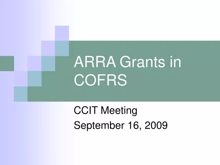 arra grants in cofrs