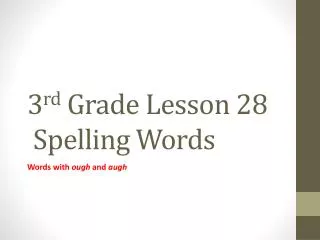 3 rd Grade Lesson 28 Spelling Words
