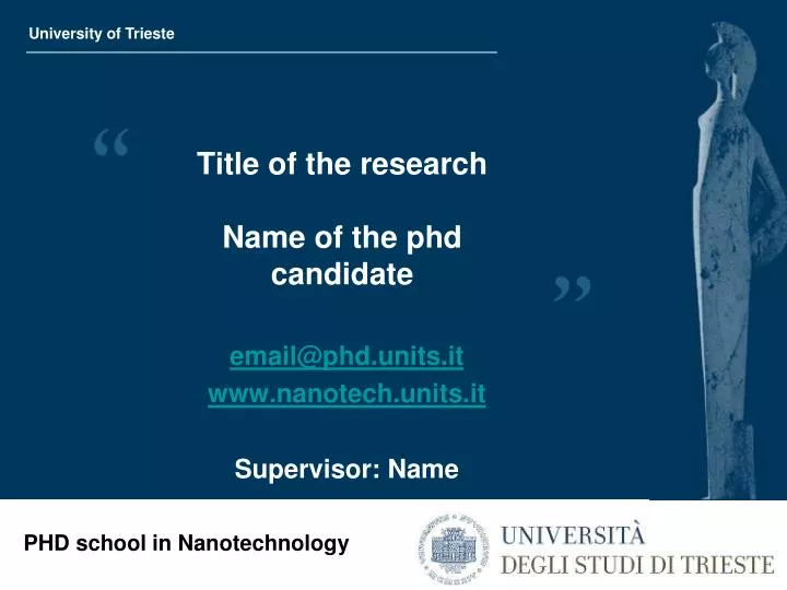 title of the research name of the phd candidate