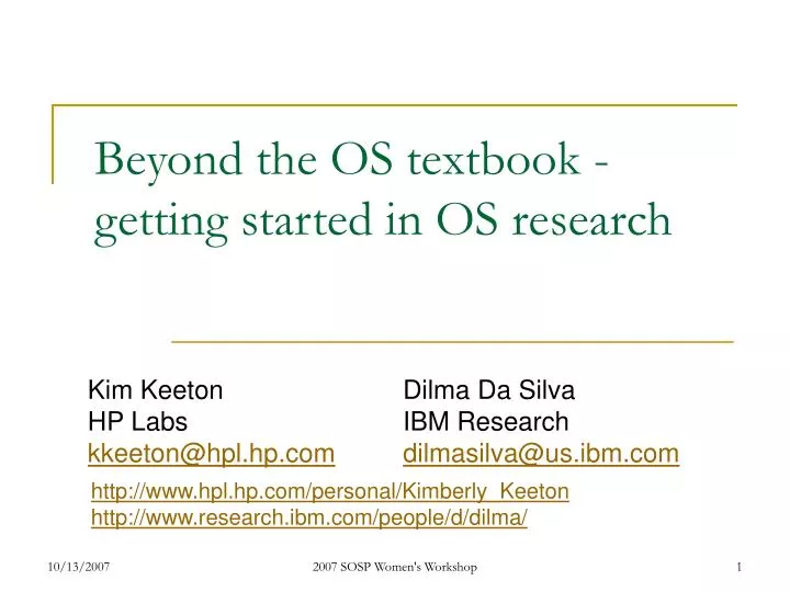 beyond the os textbook getting started in os research