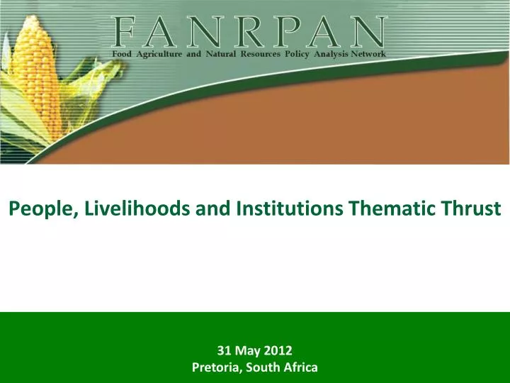people livelihoods and institutions thematic thrust