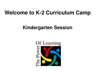Welcome to K-2 Curriculum Camp Kindergarten Session