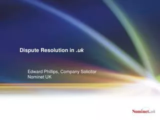 Dispute Resolution in .uk