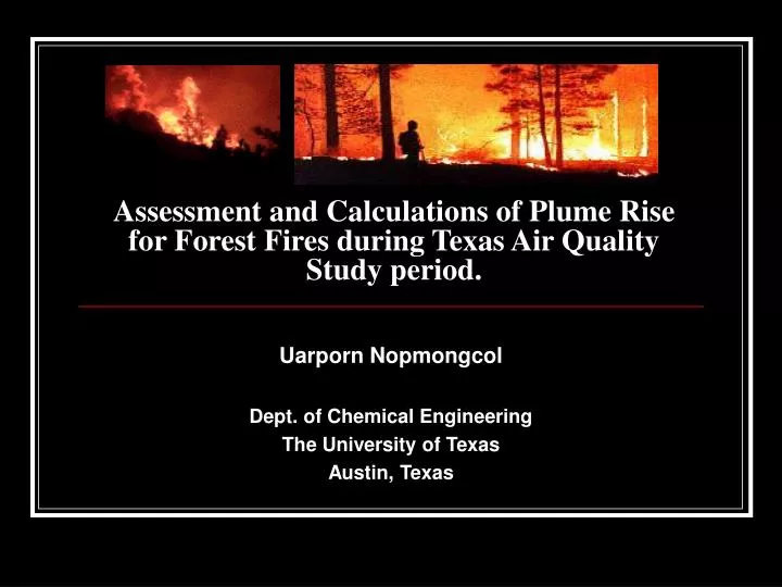 assessment and calculations of plume rise for forest fires during texas air quality study period