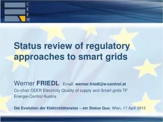 status review of regulatory approaches to smart grids