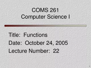 COMS 261 Computer Science I