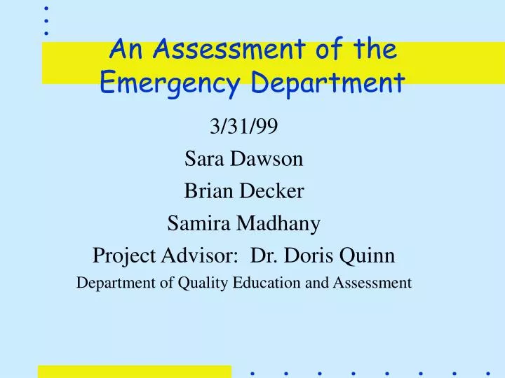 an assessment of the emergency department