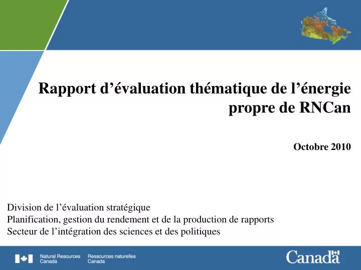 rapport d valuation th matique de l nergie propre de rncan octobre 2010