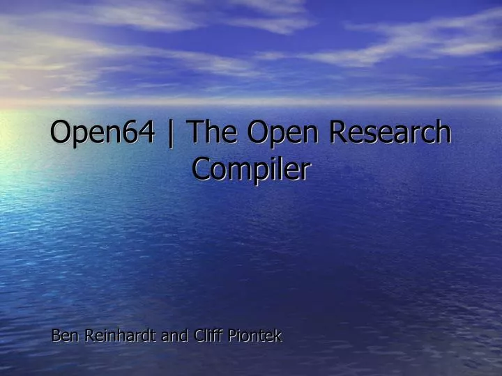 open64 the open research compiler