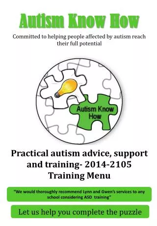 Autism Know How Committed to helping people affected by autism reach their full potential