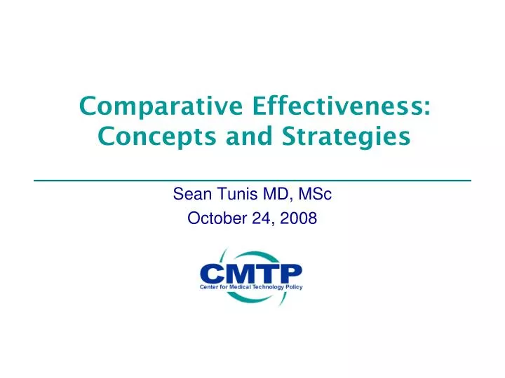 comparative effectiveness concepts and strategies