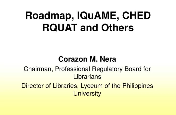 roadmap iquame ched rquat and others