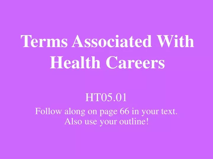 terms associated with health careers