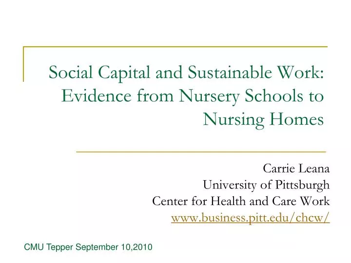 social capital and sustainable work evidence from nursery schools to nursing homes