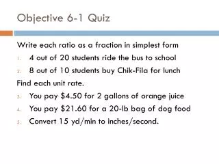 Objective 6-1 Quiz